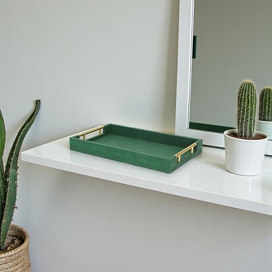 Cheungs Green Faux Shagreen Rectangular Decorative Tray