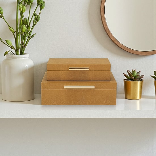 Cheungs Camel Brown Faux Shagreen Rectangular 2-pc. Decorative Box