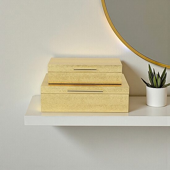 Cheungs Gold Faux Snakeskin Rectangular 2-pc. Decorative Box