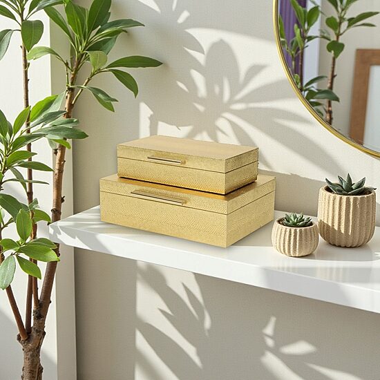 Cheungs Gold Faux Snakeskin Rectangular 2-pc. Decorative Box