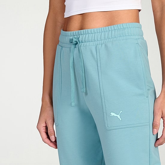 PUMA Womens Stretch Fabric Tapered Mid Rise Relaxed Fit Knit Active Jogger Pant