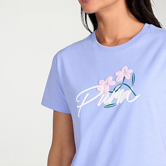PUMA Womens Crew Neck Short Sleeve Relaxed Fit Graphic T-Shirt