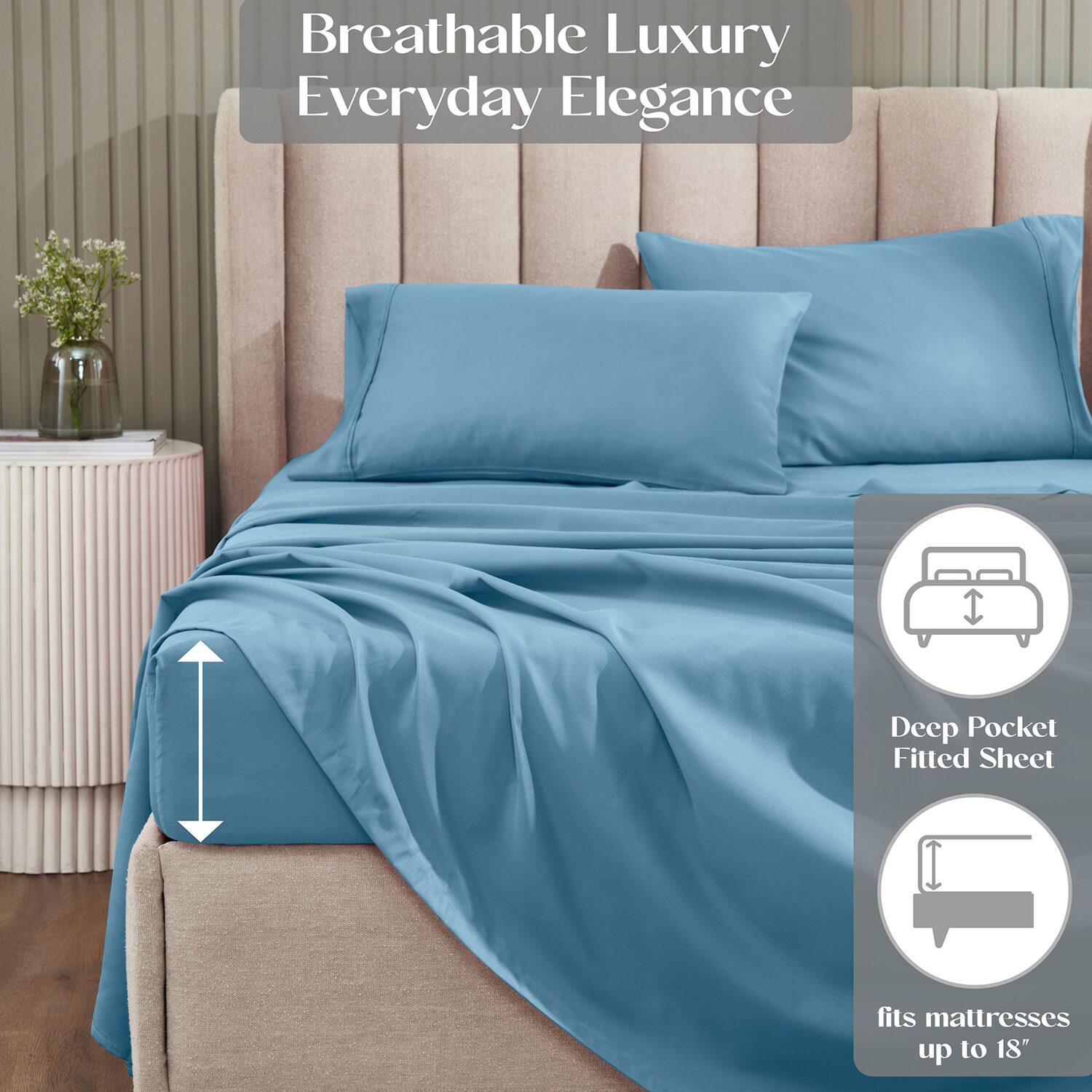 SUPERIOR® Cotton Rich Blend Heavyweight 1200tc Deep Pocket Sheet Set