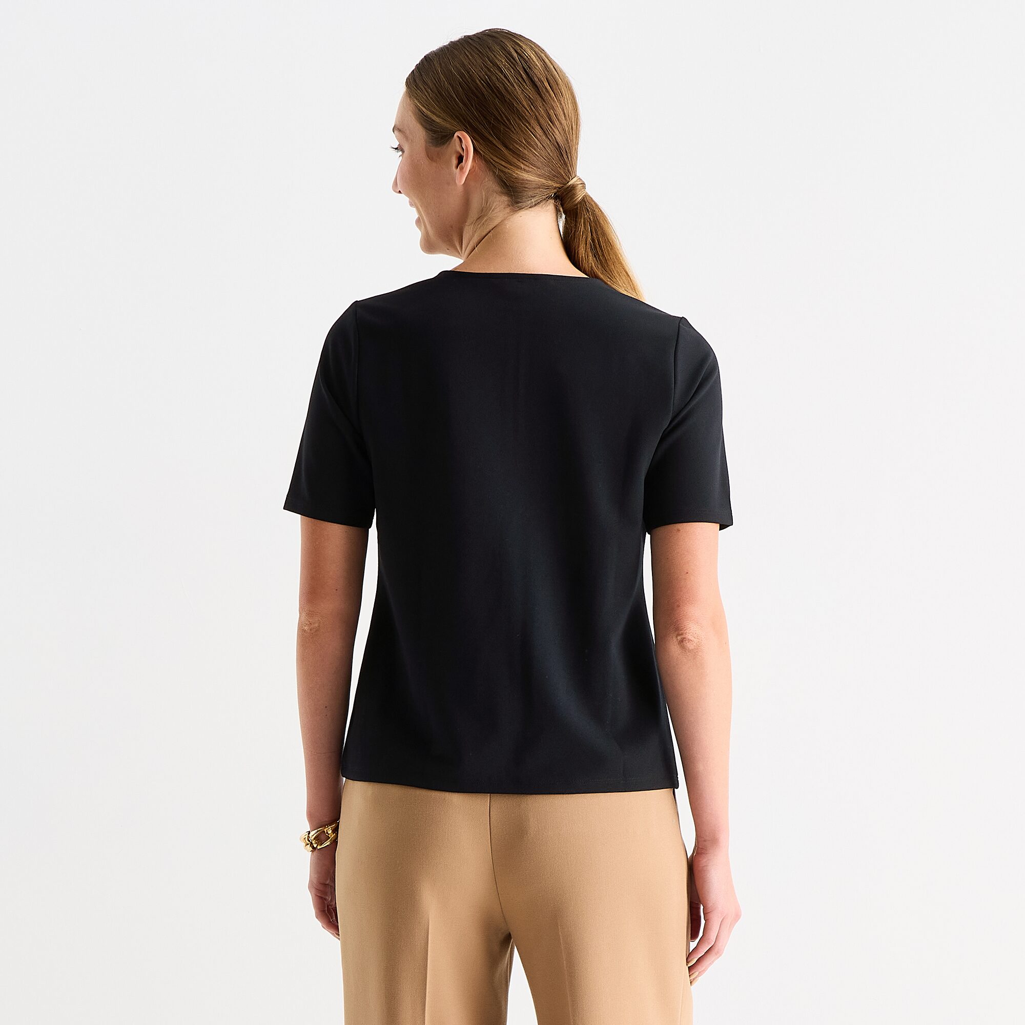 Liz Claiborne Womens Tall Keyhole Neck Short Sleeve Blouse
