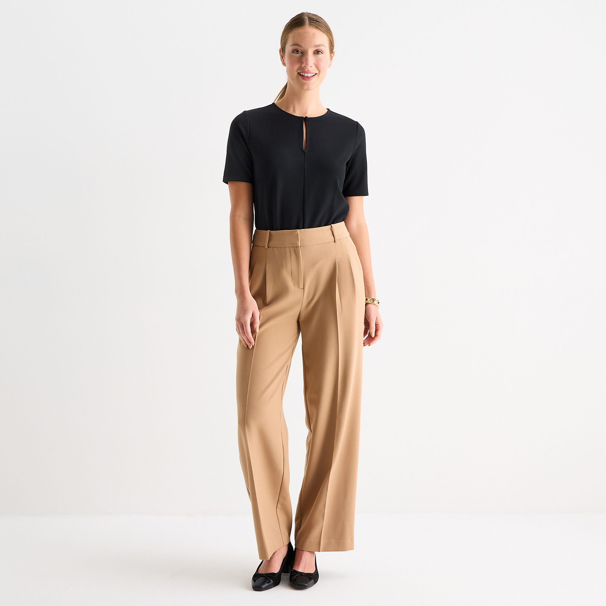 Liz Claiborne Womens Tall Keyhole Neck Short Sleeve Blouse
