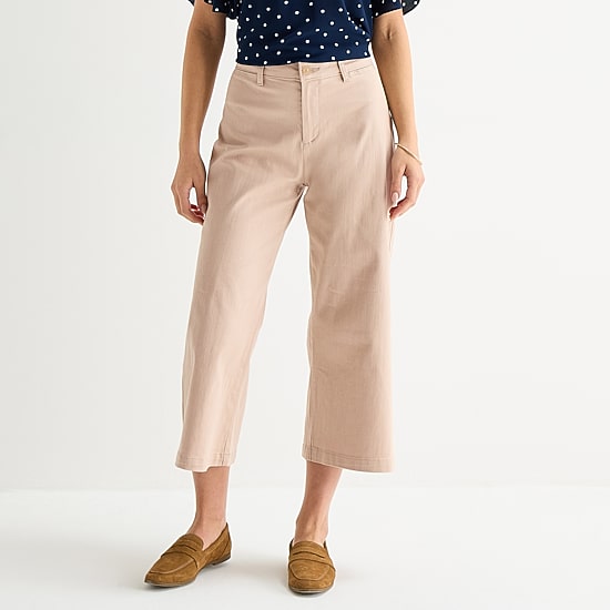 Liz Claiborne Womens Tall Wide Leg Mid Rise Cropped Pant