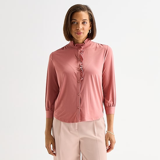 Liz Claiborne Womens Tall Crew Neck Long Sleeve Blouse