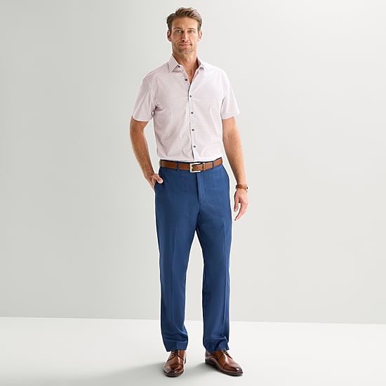 Stafford Mens Short Sleeve Regular Fit Big and Tall Button-Down Shirt