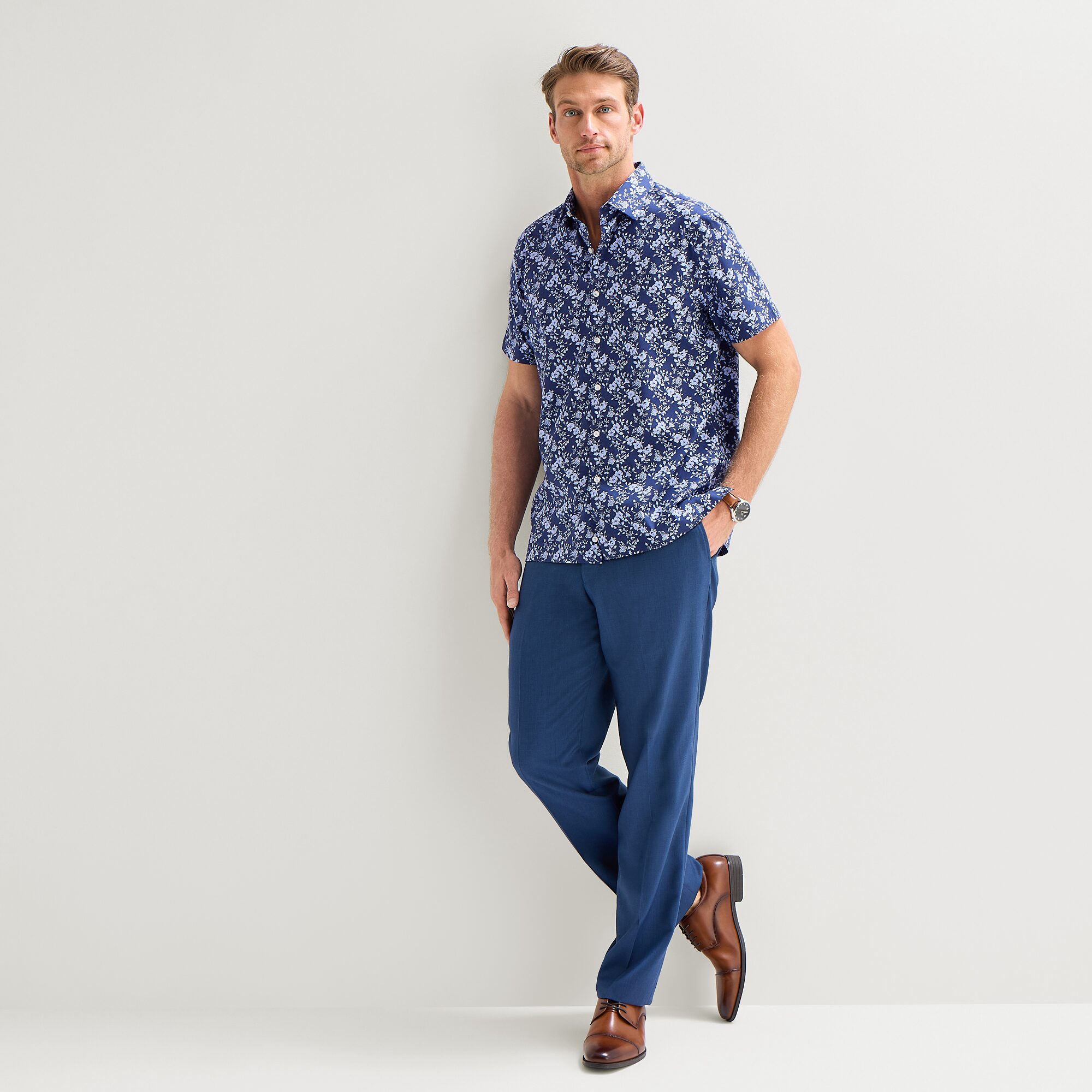 Stafford Mens Short Sleeve Regular Fit Big and Tall Button-Down Shirt