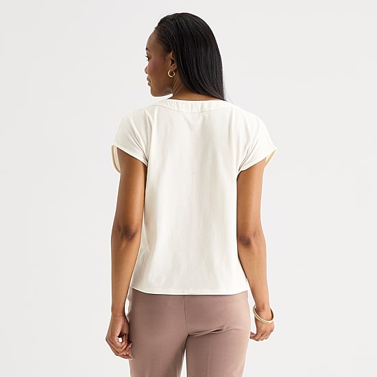Liz Claiborne Womens V Neck Short Sleeve Blouse
