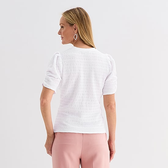 Liz Claiborne Womens Crew Neck Short Sleeve Blouse