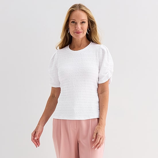 Liz Claiborne Womens Crew Neck Short Sleeve Blouse
