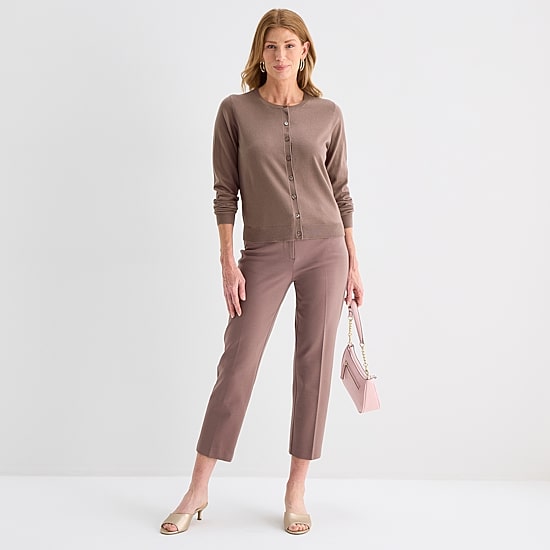 Liz Claiborne Womens Crew Neck Long Sleeve Button Cardigan