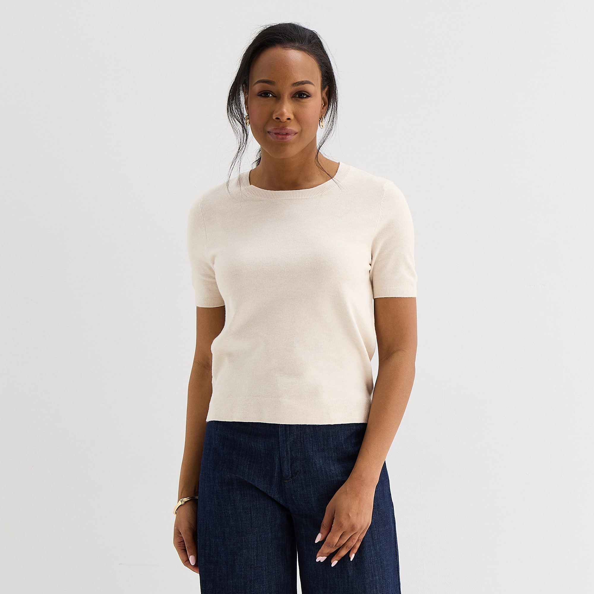 Liz Claiborne Womens Crew Neck Short Sleeve Pullover Sweater