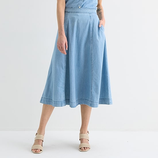 Liz Claiborne Womens Mid Rise Midi Denim Skirt