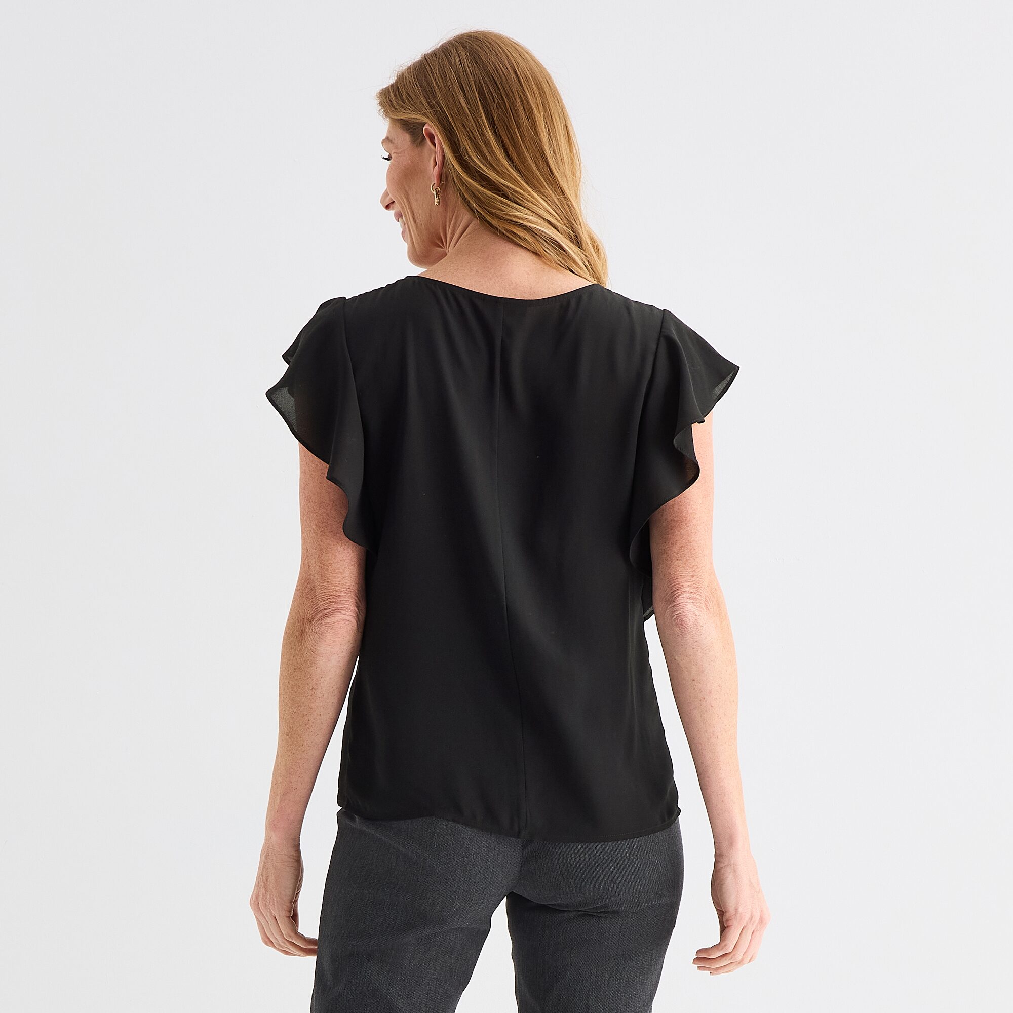 Liz Claiborne Womens Crew Neck Short Sleeve Blouse