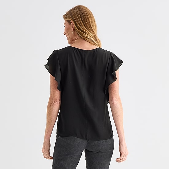 Liz Claiborne Womens Crew Neck Short Sleeve Blouse