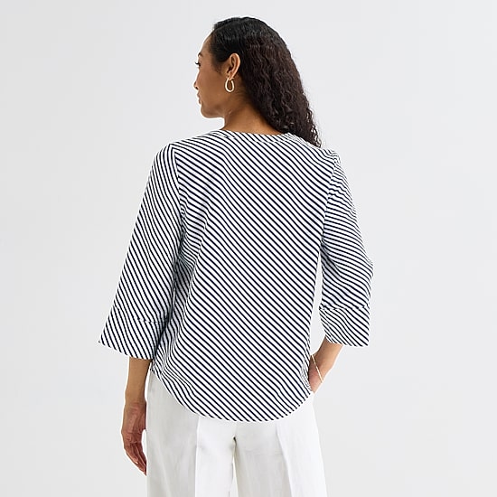 Liz Claiborne Womens Split Crew Neck 3/4 Sleeve Tunic Top