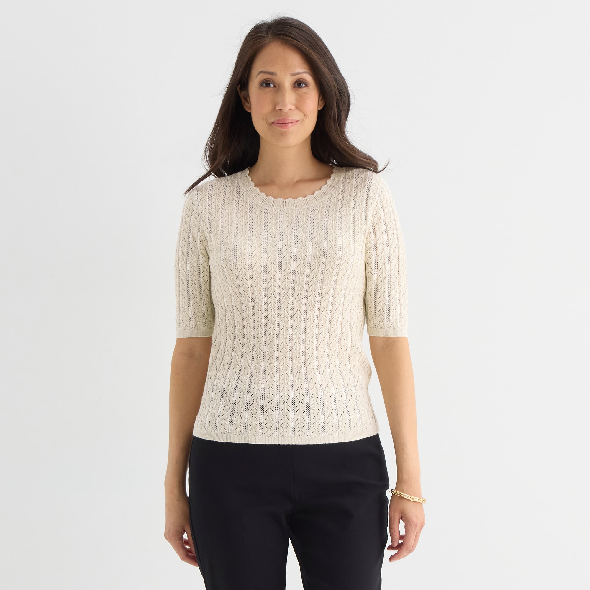 Liz Claiborne Womens Crew Neck Short Sleeve Pullover Sweater