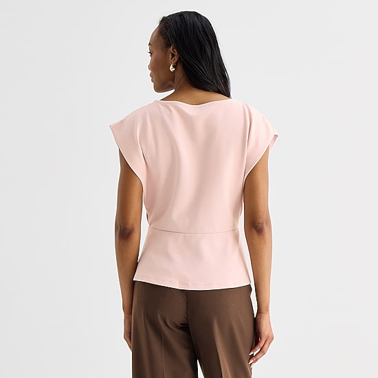 Liz Claiborne Womens Round Neck Short Sleeve Peplum Top