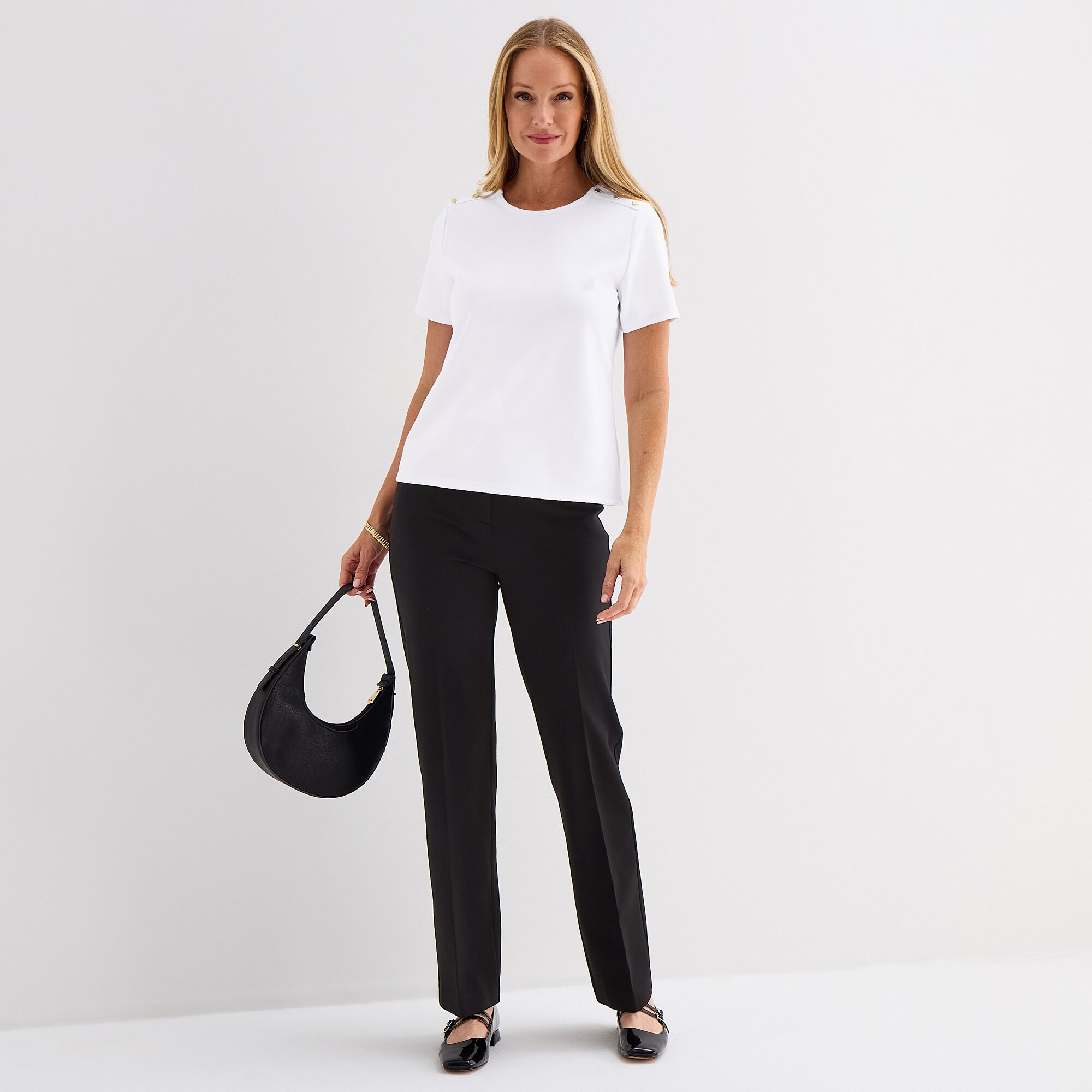 Liz Claiborne Womens Crew Neck Short Sleeve Blouse