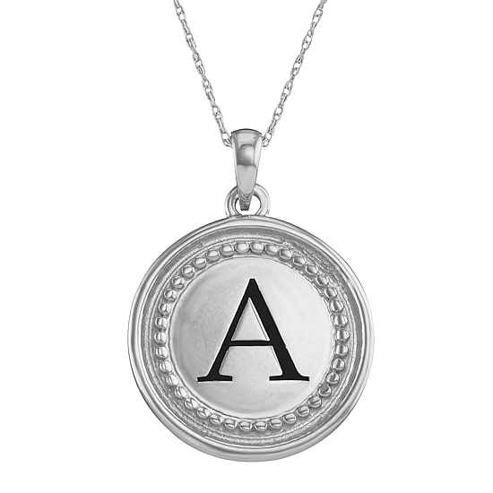 Personalized Sterling Silver Initial Disc Pendant Necklace