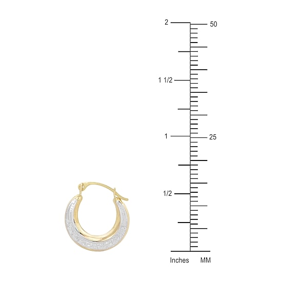 Womens 14K Two Tone Gold 13mm Round Hoop Earrings