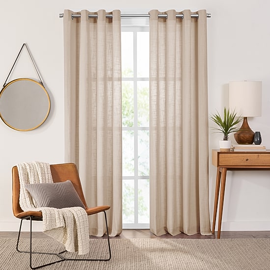 Fieldcrest Arden Solid Cotton Grommet Top Sheer Single Curtain Panel