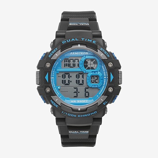 Armitron Mens Chronograph Multi-Function Black Strap Watch 40/8309blu