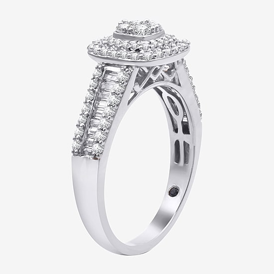 I Said Yes (H-I / I1) 1 CT.T.W. Lab-Grown Diamond Cushion Side Stone Halo Bridal Set in Sterling Silver