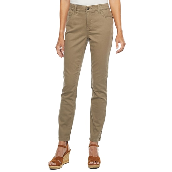 Liz Claiborne Sara Womens Petites Short Mid Rise Skinny Fit Slim Fit Jean