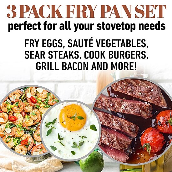 Gotham Steel Hammered Copper 3-Pc. Nonstick Fry Pan Set