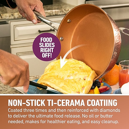 Gotham Steel Hammered Copper 3-Pc. Nonstick Fry Pan Set