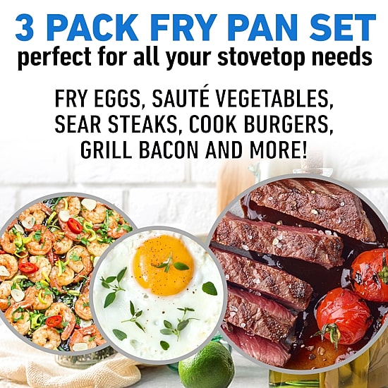 Granitestone 3-pc. Nonstick Fry Pan Set With Rubber Grip Handles