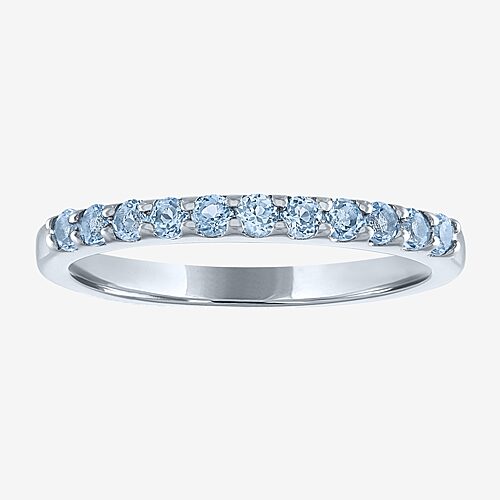 FINE JEWELRY Gemstone Sterling Silver Stackable Ring, 7, Aquamarine