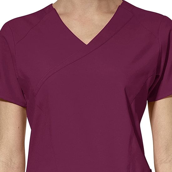 Wink® W123 By Wonderwink 6455 Mock Wrap Womens Plus V Neck Short Sleeve Moisture Wicking Wrinkle Resistant Quick Dry Scrub Top
