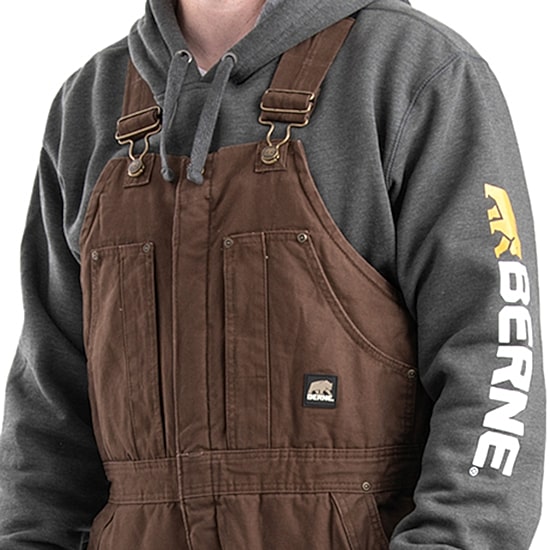 Berne Highland Washed Insulated Bibs Short Mens Workwear Overall