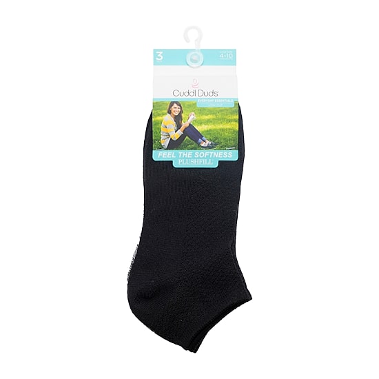 Cuddl Duds Solid Pique Womens Multi-Pack 3 Pair Low Cut Socks