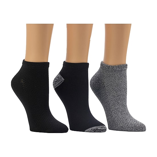 Cuddl Duds Solid Pique Womens Multi-Pack 3 Pair Low Cut Socks
