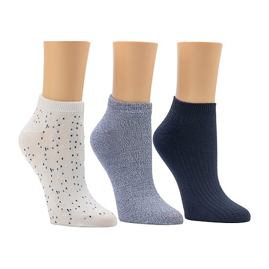 Cuddl Duds Speckled Birdseye Womens Multi-Pack 3-pc. Low Cut Socks