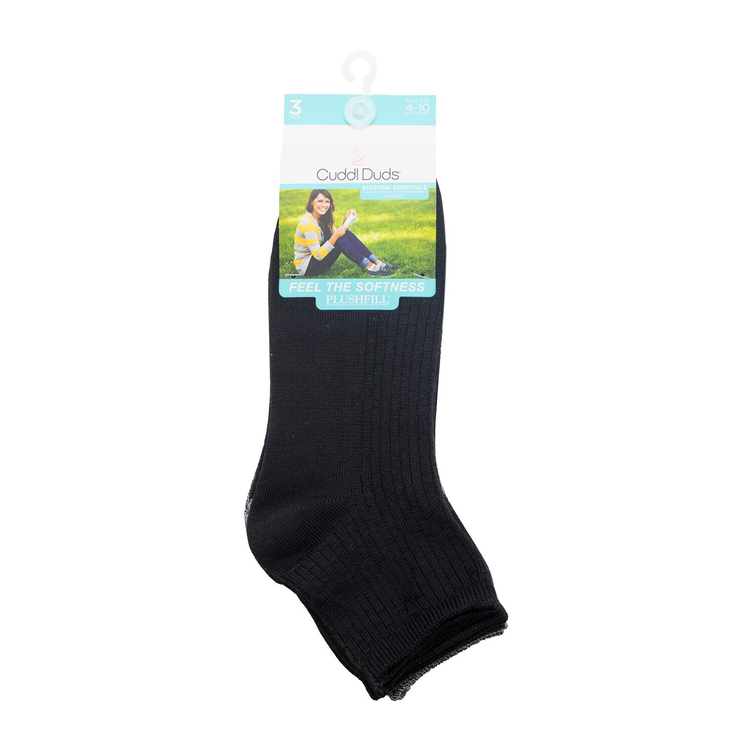 Cuddl Duds Vertical Texture Womens Multi-Pack 3 Pair Quarter Ankle Socks