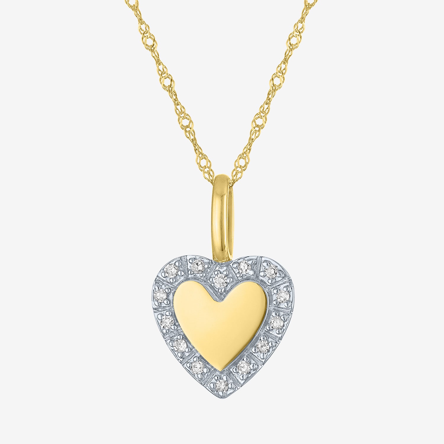 (G-H / I1-I2) Womens Diamond Accent Lab Grown White Diamond 10K Gold Heart 18 Inch Pendant Necklace