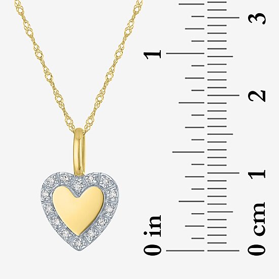 (G-H / I1-I2) Womens Diamond Accent Lab Grown White Diamond 10K Gold Heart 18 Inch Pendant Necklace