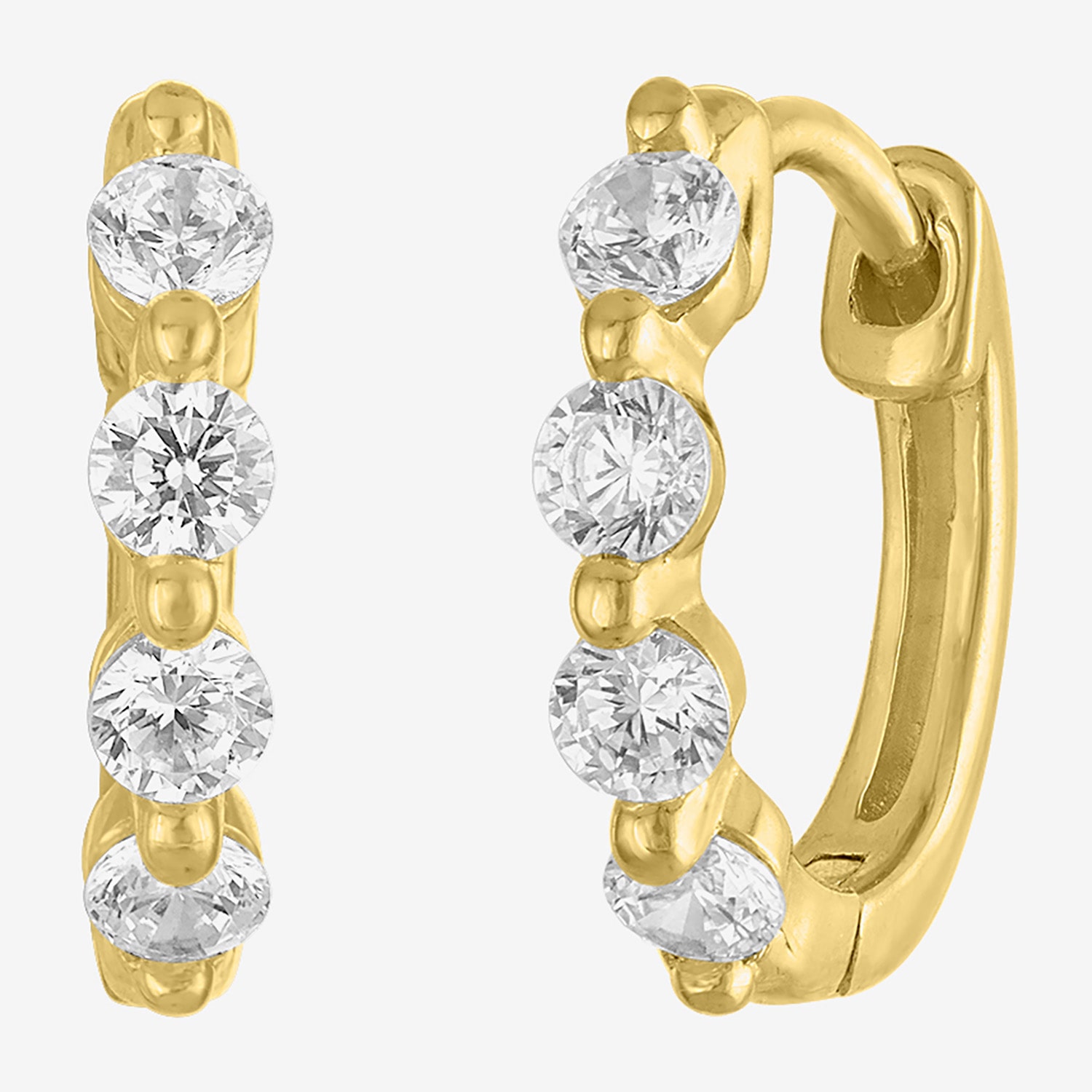 Diamond Addiction (G-H, I1-I2) Womens 1/3 CT. T.W. Lab Grown White Diamond 10K Gold 11mm Hoop Earrings