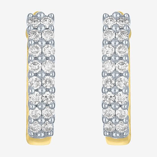 (G-H / I1-I2) Womens 1/3 CT. T.W. Lab Grown White Diamond 10K Gold 13.8mm Hoop Earrings