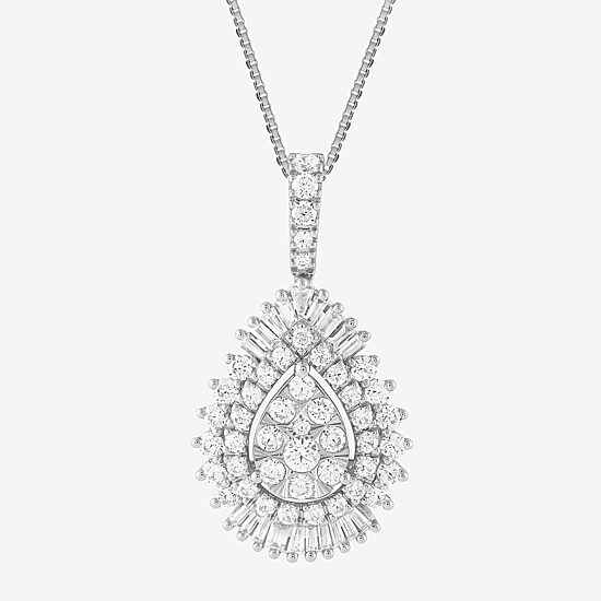 (G / Si2) Womens 2 CT. T.W. Lab Grown White Diamond 14K Gold Pear 18 Inch Pendant Necklace