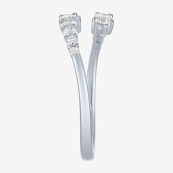 Diamond Addiction (G-H, I1-I2) Womens 1/3 CT. T.W. Lab Grown White Diamond 10K Gold Bypass  Cocktail Ring