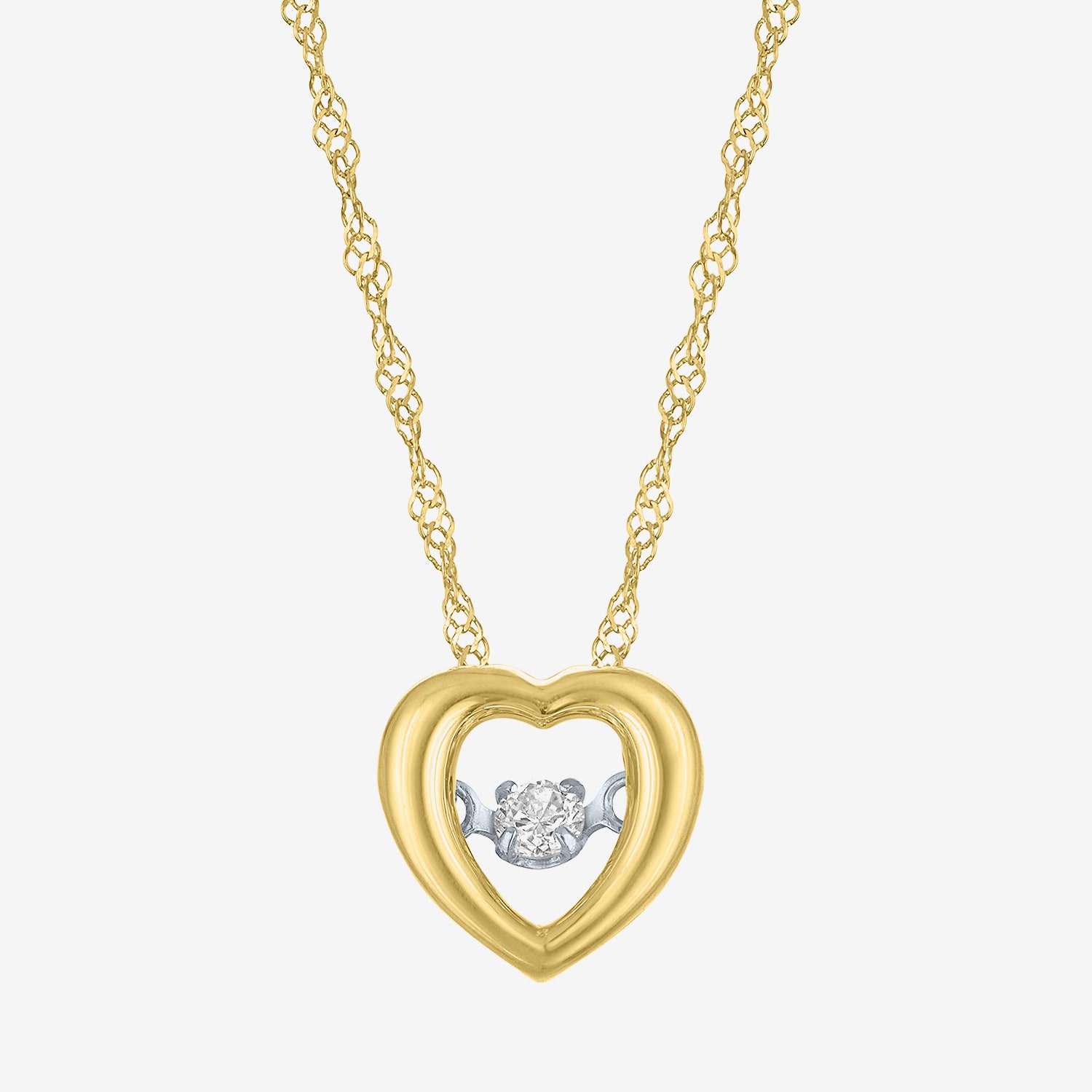 (G-H / I1-I2) Womens Diamond Accent Lab Grown White Diamond 10K Gold Heart 18 Inch Pendant Necklace