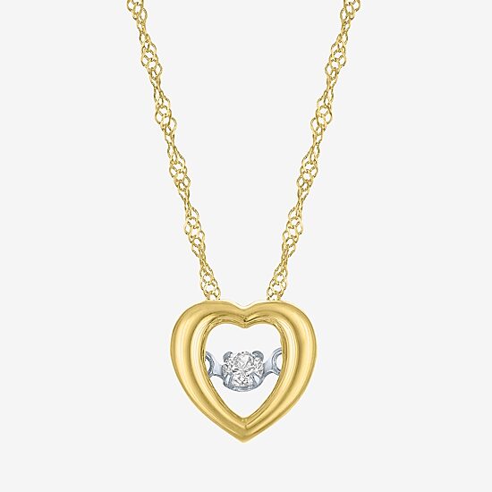 (G-H / I1-I2) Womens Diamond Accent Lab Grown White Diamond 10K Gold Heart 18 Inch Pendant Necklace
