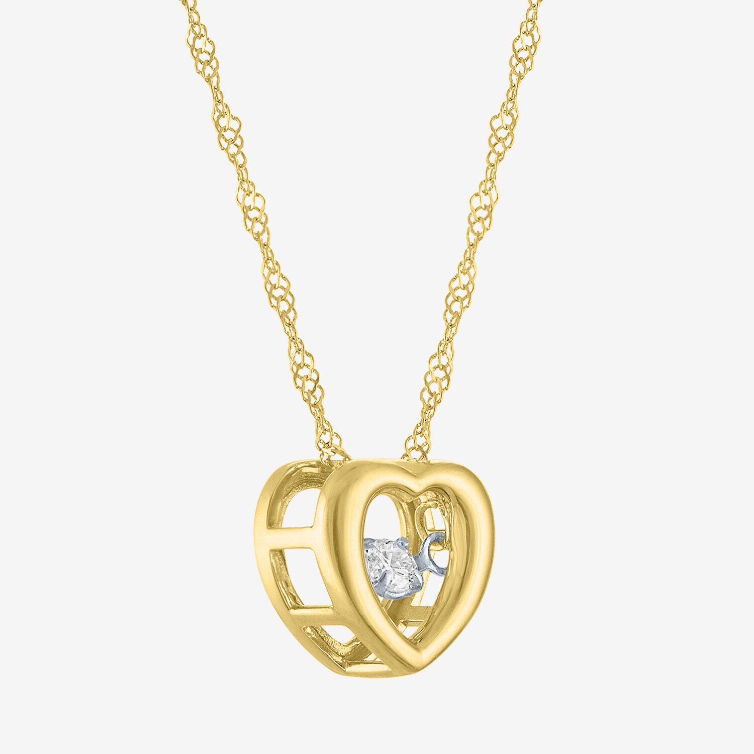 (G-H / I1-I2) Womens Diamond Accent Lab Grown White Diamond 10K Gold Heart 18 Inch Pendant Necklace